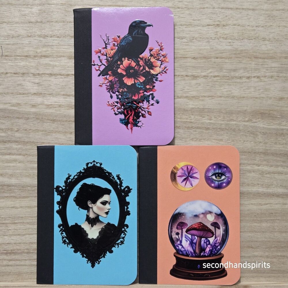3 Memo Notebooks With Decals. Imperfect Steampunk, Dark,Mystical, Witchy